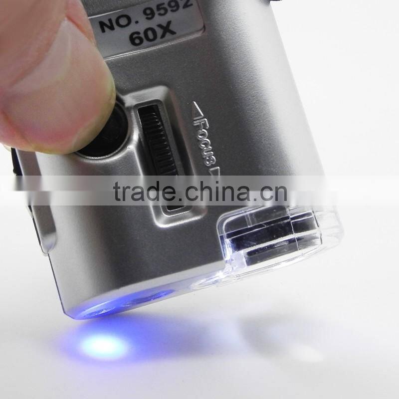 60x pocket microscope with led/ uv lamp
