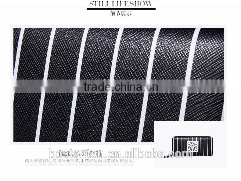 stripe pattern zippered women leather hand purse manufacturer