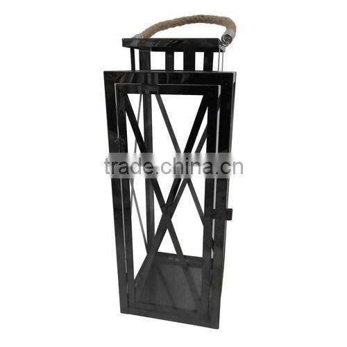 Glass Stainless steel Lantern with rope handle