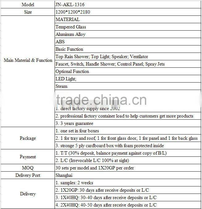 2015 new product luxury acrylic shower stalls
