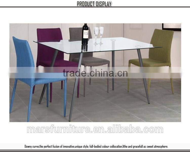 Cheap modern glass top hotel dining table