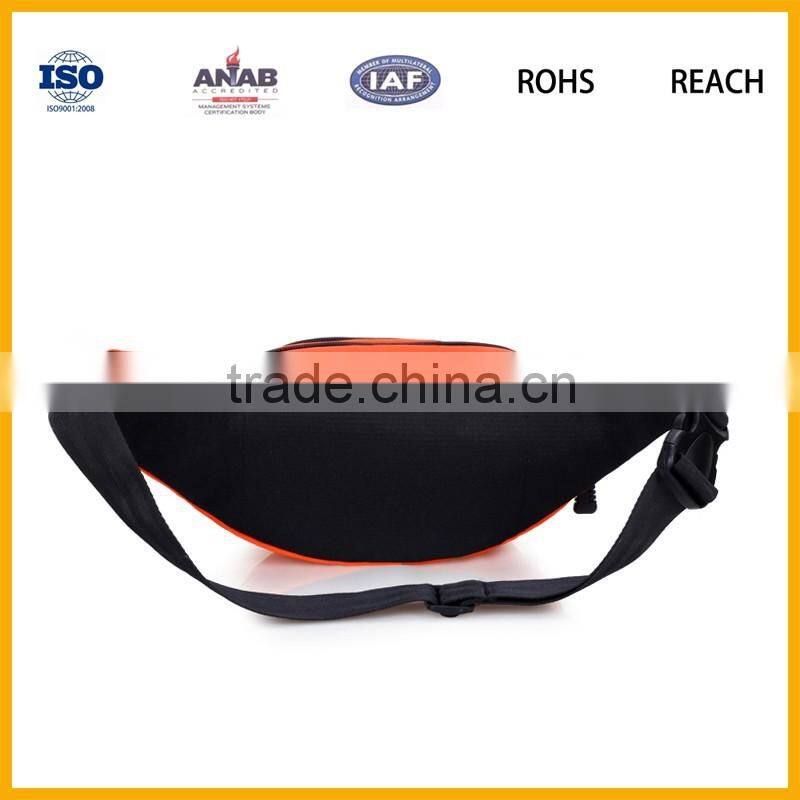 2016 latest Design Elegant Men and Women300D Orange Color Adjustable Strap Waist Bag for Sports, Running, Cycling