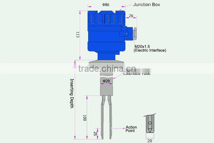 2015 new Vibration Tuning Fork Level Switch/Level Sensor(Duel electric)