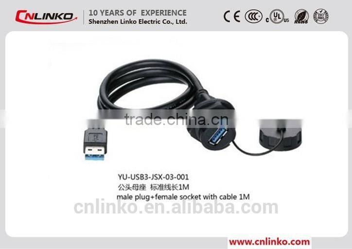 USB connector panel mount female socket with cable