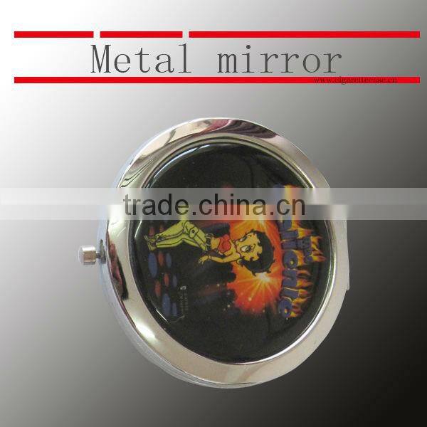 mini double sided mirror, metal mirror with rubber patch