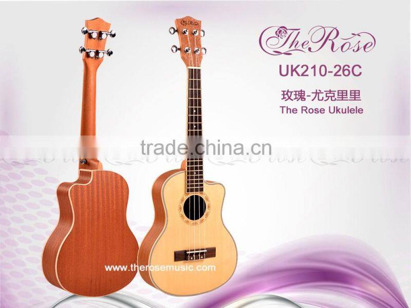China 26 inch cutaway good quality cheap wholesale wooden ukulele(UK210-26C)