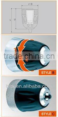 Mini keyless drill chuck for power machines