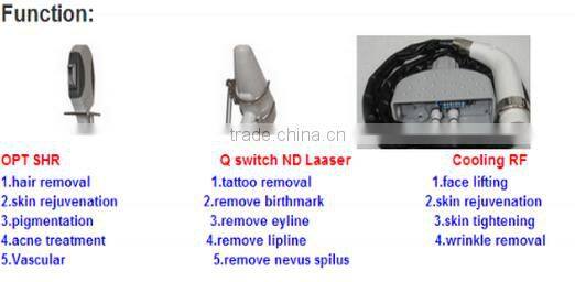 E-light ipl rf+nd yag laser multifunctional machine ipl e-light rf shr