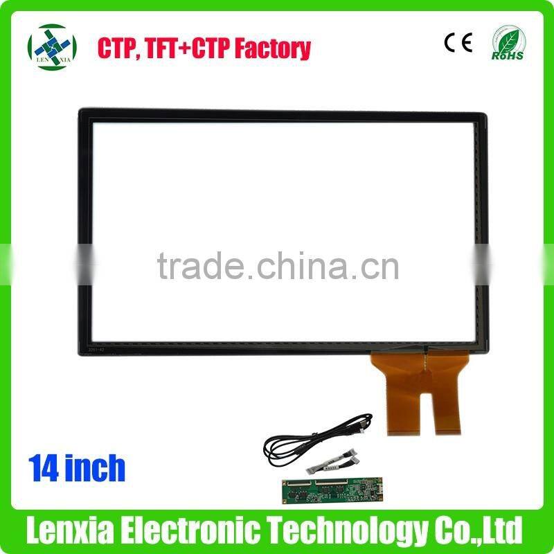 High quality capacitive multi touch screen 14 inch with EETI controller
