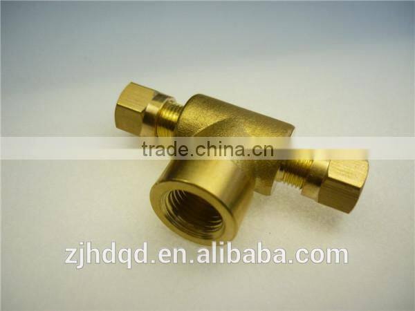 3 way brass hose connector with valve , T-type hose barb ,brass electrical connector,female thread