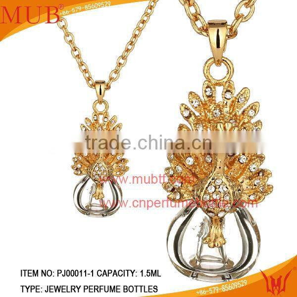 Peacock Shape Jewelry Pendant Glass Perfume bottle jewelry