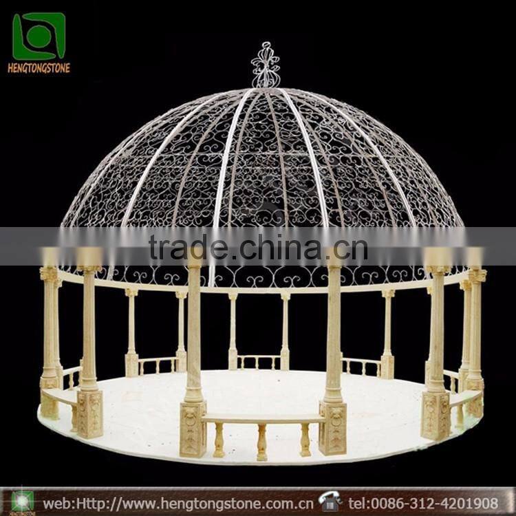 Outdoor Marble Stone Garden Gazebo With Metal Roof