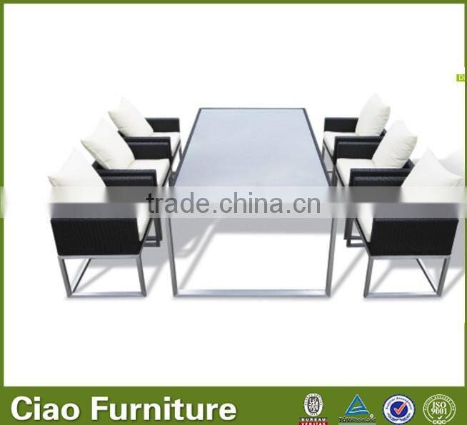 Wicker dining room furniture modern glass dining table and chair for events