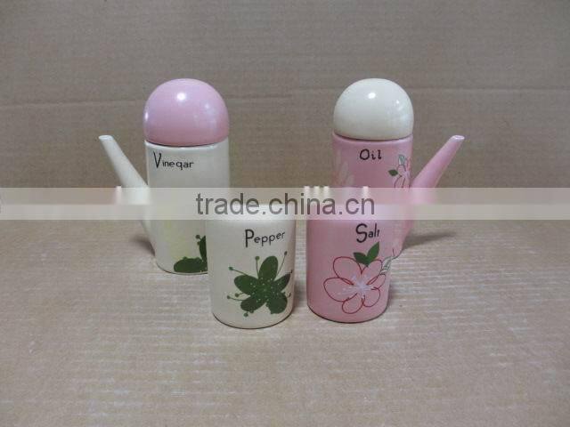 Rectangle Ceramic kitchen oil olive vinegar bottle salt pepper set