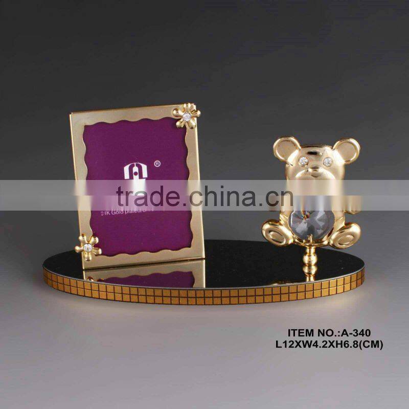 24K gold plated Crystal love bear for wedding gifts