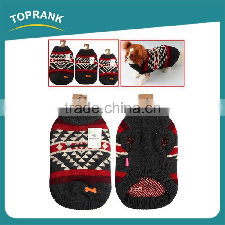 Classical winter small black geometric patterned knitting sleeveless dog pet sweater