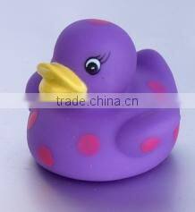 Mini bath rubber toy dot printed eco-friendly rubber baby tub floating duck