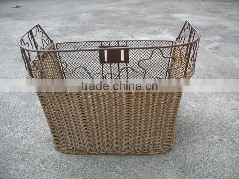 plastic round wicker bicycle basket