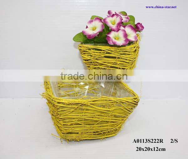 wall flower basket made of rattan