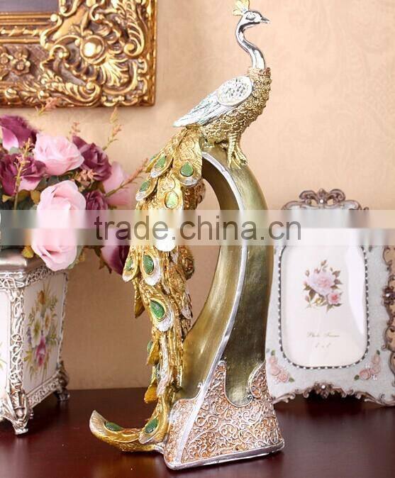 Polyresin Home Decorative Peacock, resin sculpture