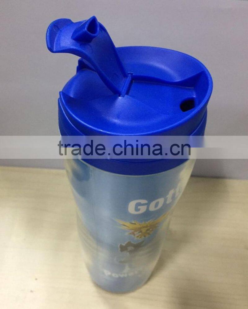hot sale plastic double wall mug 350ml with customized logo
