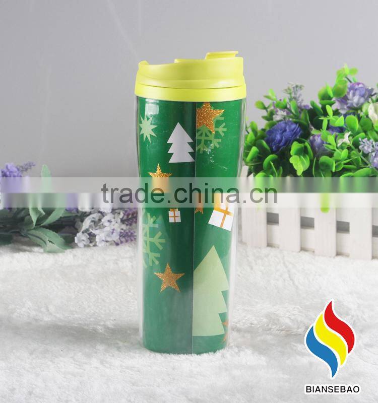 Double Wall Paper Insert Plastic Travel Mug