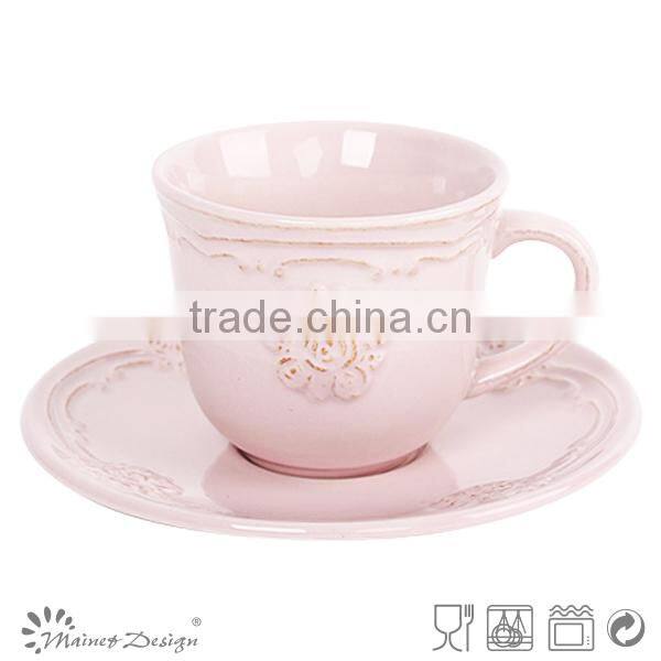 Cup Saucer handpainting top sale relaxation and antique style with flower
