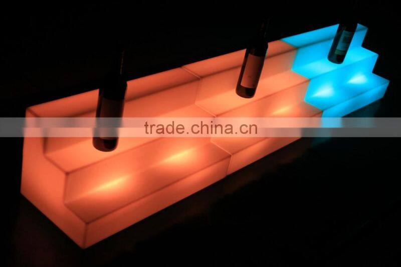 HDPE plastic color changing 3 level big Light up portable led wine rack