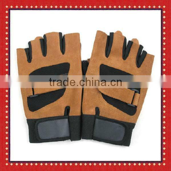 Black Suede Leather gym gloves