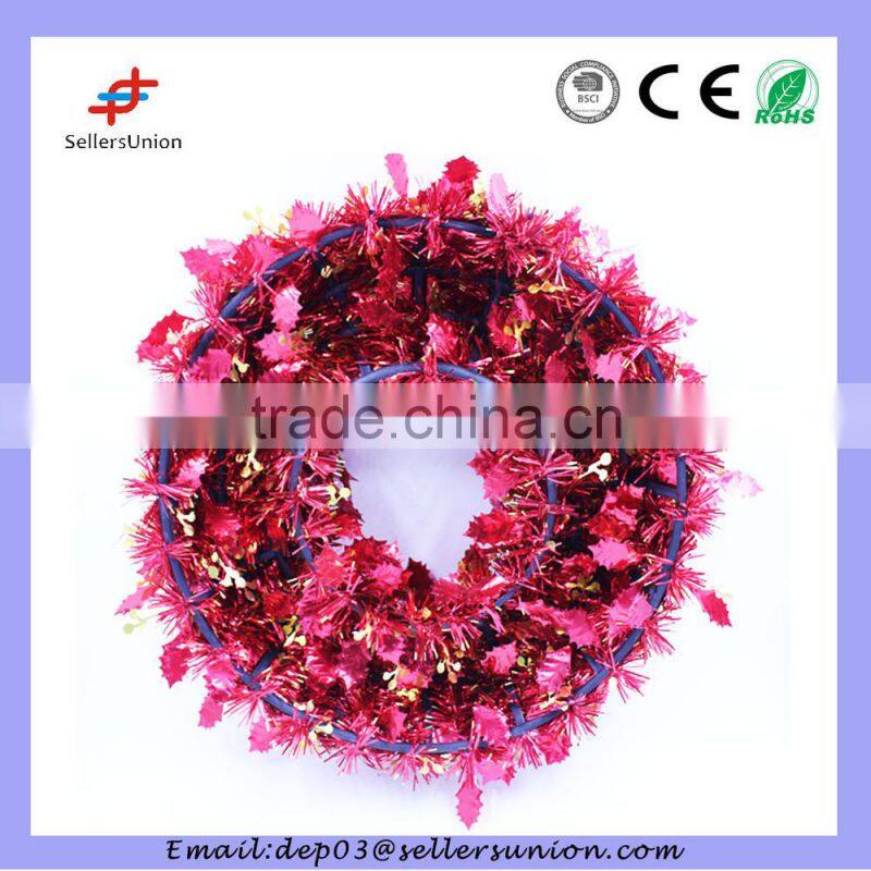 2015 New Hot Seal Beautiful Design Elegant Pet Tinsel Christmas Wreath