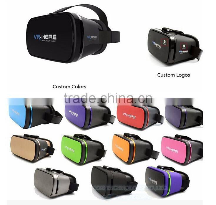 VR Headset with 3D Glasses VR Box with Remote Control V6 42mm Lenses 4.5 - 6 Inch