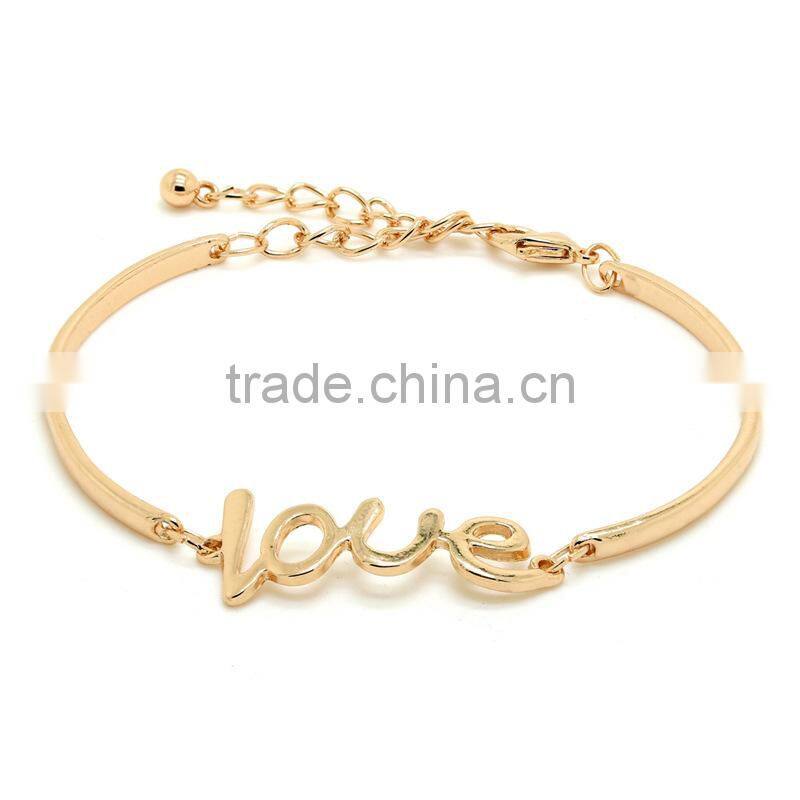 gold love letter bangle custom logo phrase message bangle