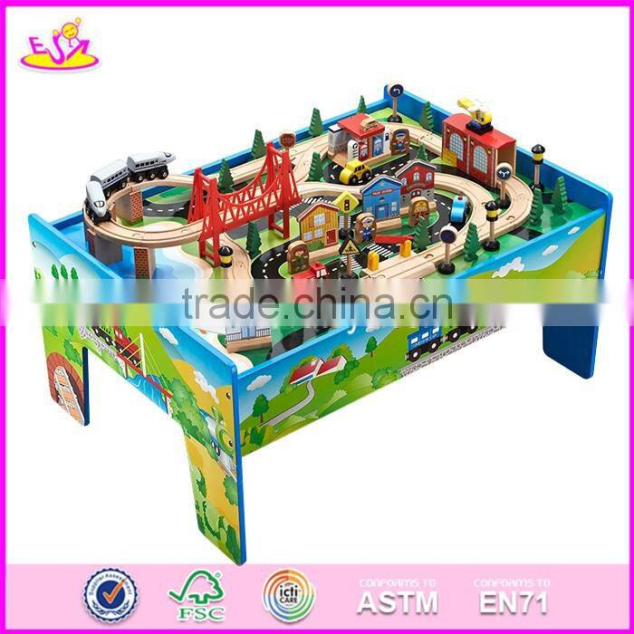 2017 New design preschool children activity toys wooden train table W04C069