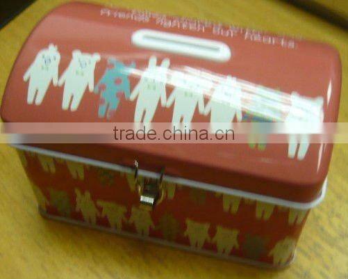 Dome Lid Tin Coin Bank with Lock Set