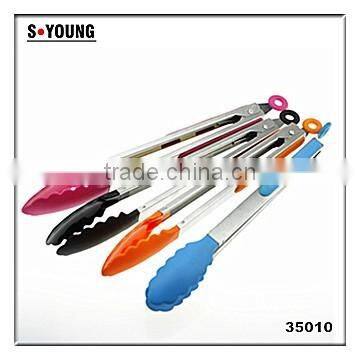 14006 New Shape Barbecue Grill Tongs Silicone Kitchen Serving Locking Food Tong