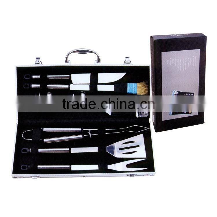 8pcs stainless steel BBQ tool set with aluminum case