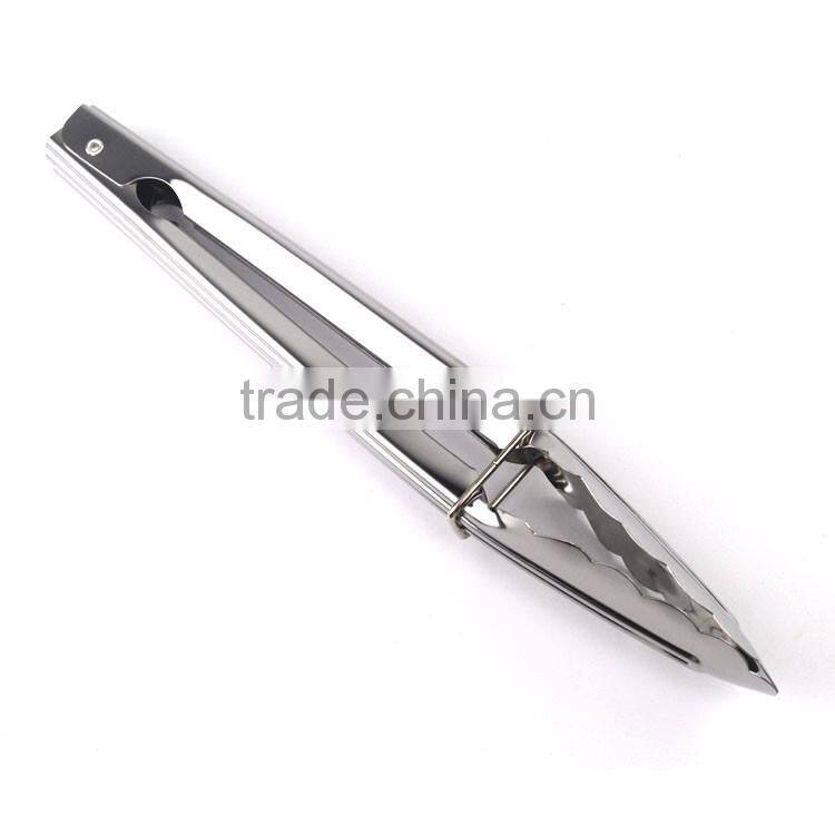 9'' stainless steel cooking bbq tongs with lock