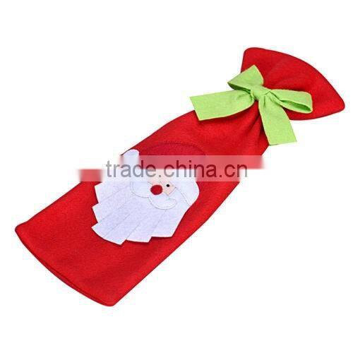 2016 new cheap Christmas Decorations Red Santa Tree Wine Bottle Cover Bags Dinner Party Gift
