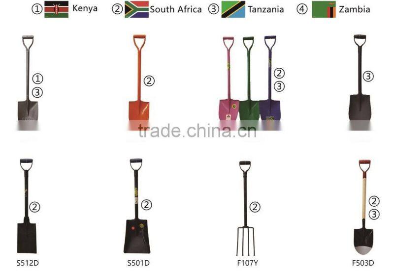 high quality low price wooden handle steel shovel S503