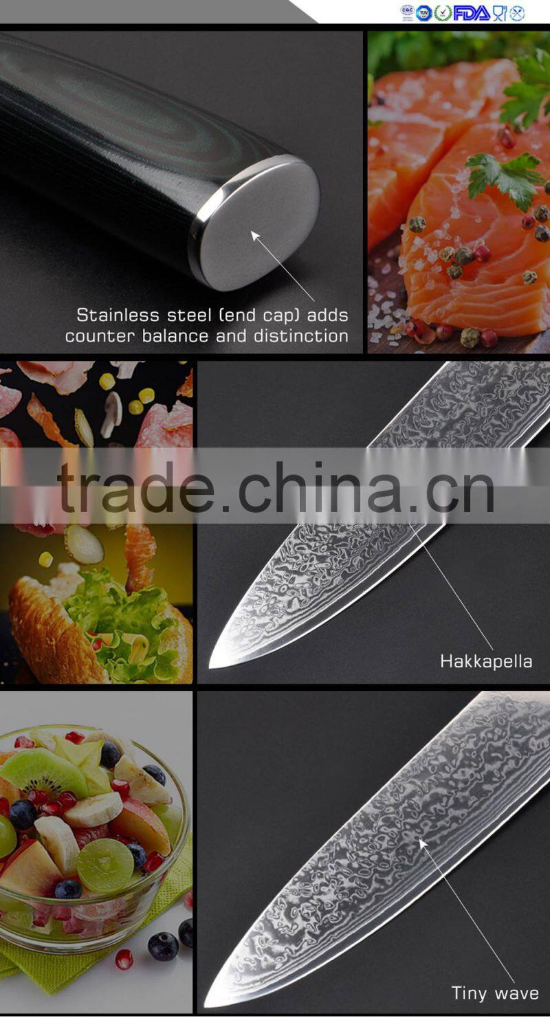 8" inches Damascus kitchen knives Damascus knife high quality VG10 Japanese steel chef knife Micarta handle