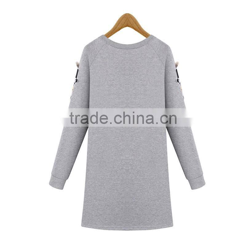 Comfort fashion dresses 2016 women wholesale clothing Plain fleece lining Dress For Women