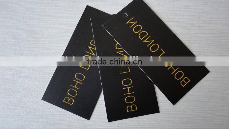 2017 Customized logo hot stamping paper hang tags swing tags for clothing