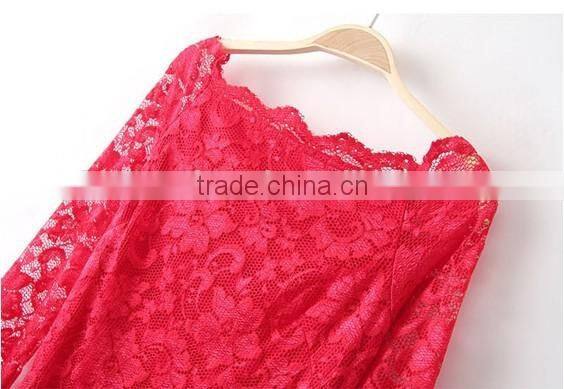 New arrival long sleeve lace dress women tight evening dress 2017