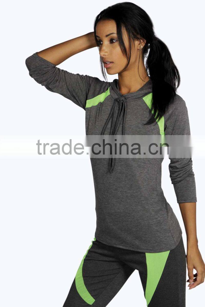 Women fashion sport wear hoodies/grey blank hoodies/trainning hoodies for women