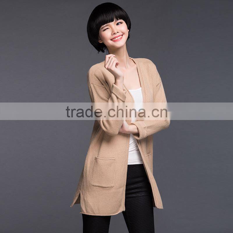 OEM wholesale color combination sweater heavy jacquard korean style women cardigan for women