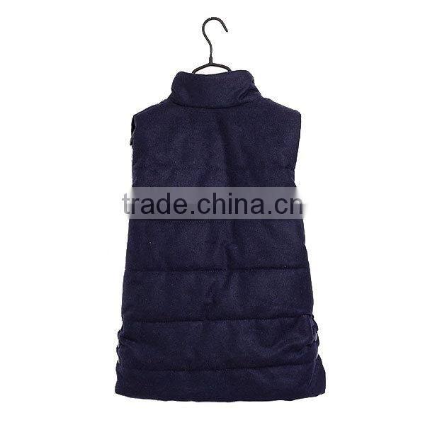 Factory women fashion comfortable winter spring sleeveless asymmetrical front short back long blue jacket