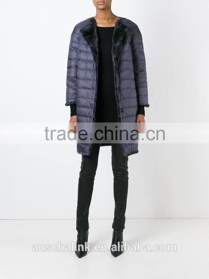 new style modern ladies black mink fur padded coat competitive price