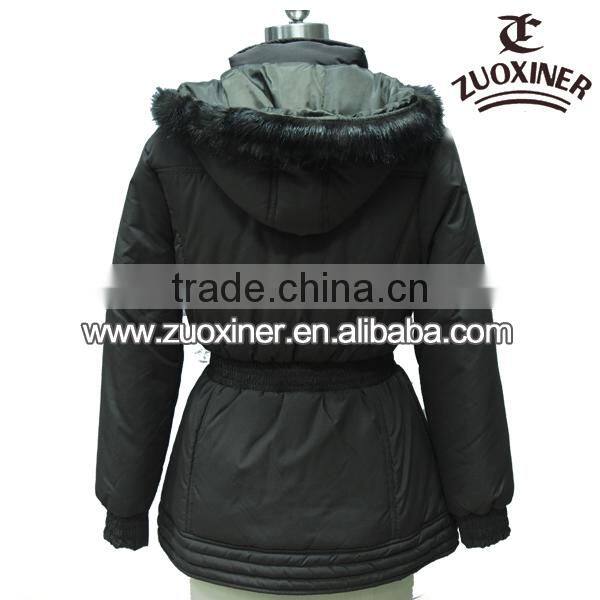 biker padding cotton jackets wholesale with fur hood