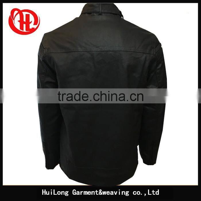 Custom quality cool winter men pu leahter jacket with pocket
