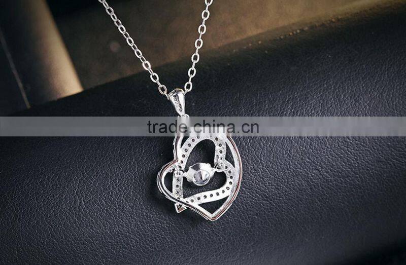 Popular Girl Fashion Girls Dainty Double Heart Pendant Necklace With AAA Zircon